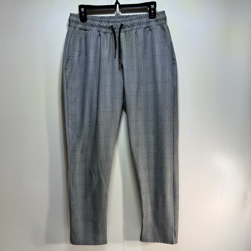 Boohoo‎ MAN Pants Men's Drawstring Waist Gray Plaid Size Large